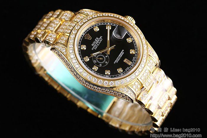 ROLEX勞力士 特別推薦新款 勞力士滿天星鑲鑽系列 電鍍18K金土豪金 純手工四爪鑲鑽 全自動機械表 高檔男表  wssb4599